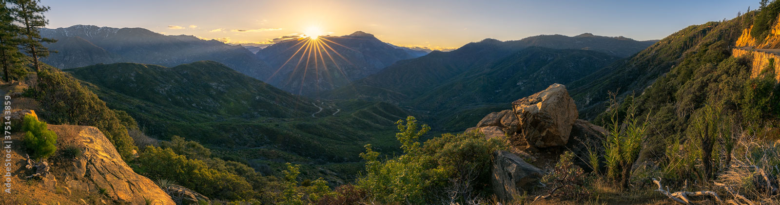 sunset over kings canyon national park, usa 